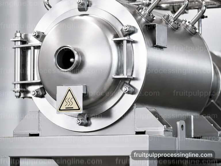Industrial Fruit Pulp Processing Line: Process Scope And Configuration Interface industrial fruit pulp processing line, process scope and configuration: pulping with interchangeable screens section connection view